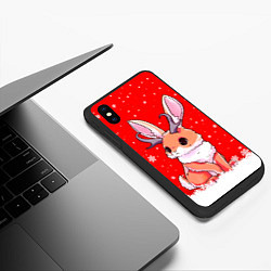 Чехол iPhone XS Max матовый Кролик олень - кролик с рожками, цвет: 3D-черный — фото 2