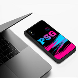 Чехол iPhone XS Max матовый PSG - neon gradient: символ сверху, цвет: 3D-черный — фото 2