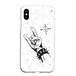 Чехол iPhone XS Max матовый Megadeth и рок символ, цвет: 3D-белый