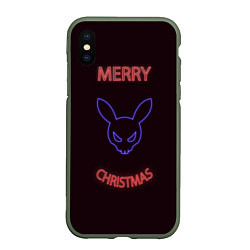 Чехол iPhone XS Max матовый Neon christmas bunny