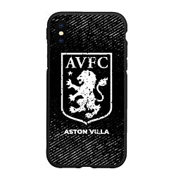 Чехол iPhone XS Max матовый Aston Villa с потертостями на темном фоне