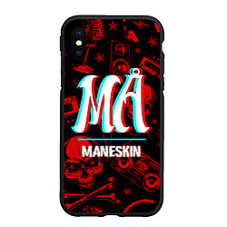 Чехол iPhone XS Max матовый Maneskin rock glitch, цвет: 3D-черный