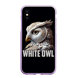 Чехол iPhone XS Max матовый Белый филин, цвет: 3D-сиреневый