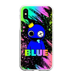 Чехол iPhone XS Max матовый Rainbow Friends - Blue, цвет: 3D-белый