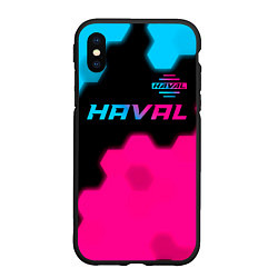 Чехол iPhone XS Max матовый Haval - neon gradient: символ сверху, цвет: 3D-черный