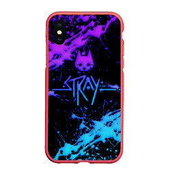 Чехол iPhone XS Max матовый Stray neon paint, цвет: 3D-красный