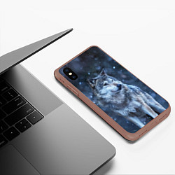 Чехол iPhone XS Max матовый Лесной волк, цвет: 3D-коричневый — фото 2