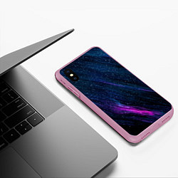 Чехол iPhone XS Max матовый Звёздное абстрактное фиолетовое небо, цвет: 3D-розовый — фото 2