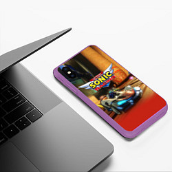 Чехол iPhone XS Max матовый Team Sonic racing - hedgehog - video game, цвет: 3D-фиолетовый — фото 2