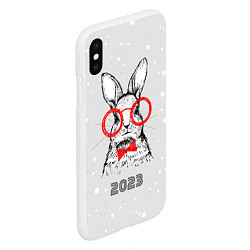Чехол iPhone XS Max матовый Снегопад и кролик 2023, цвет: 3D-белый — фото 2