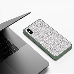 Чехол iPhone XS Max матовый Головы человечков скетч, цвет: 3D-темно-зеленый — фото 2