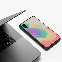 Чехол iPhone XS Max матовый Волнообразные разноцветные листы, цвет: 3D-черный — фото 2