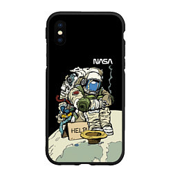 Чехол iPhone XS Max матовый NASA - Help! Astronaut - Joke, цвет: 3D-черный