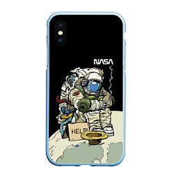 Чехол iPhone XS Max матовый NASA - Help! Astronaut - Joke, цвет: 3D-голубой