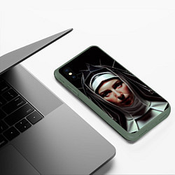 Чехол iPhone XS Max матовый Нейросеть: монахиня, цвет: 3D-темно-зеленый — фото 2
