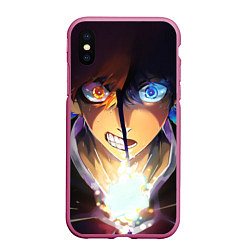 Чехол iPhone XS Max матовый Blue Lock anime, цвет: 3D-малиновый