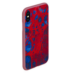 Чехол iPhone XS Max матовый Красно-синие разводы, цвет: 3D-малиновый — фото 2