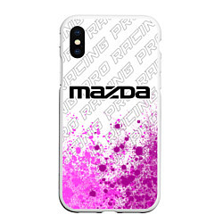 Чехол iPhone XS Max матовый Mazda pro racing: символ сверху, цвет: 3D-белый