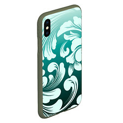 Чехол iPhone XS Max матовый Гравюра весны, цвет: 3D-темно-зеленый — фото 2