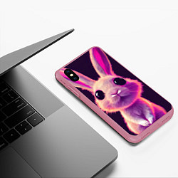 Чехол iPhone XS Max матовый Кролик 3Д арт, цвет: 3D-малиновый — фото 2