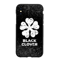 Чехол iPhone XS Max матовый Black Clover с потертостями на темном фоне