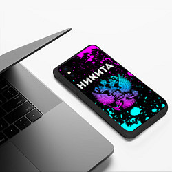 Чехол iPhone XS Max матовый Никита и неоновый герб России, цвет: 3D-черный — фото 2