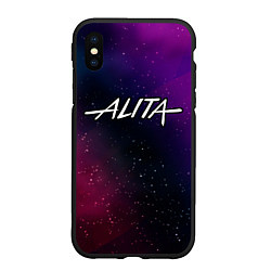 Чехол iPhone XS Max матовый Alita gradient space, цвет: 3D-черный