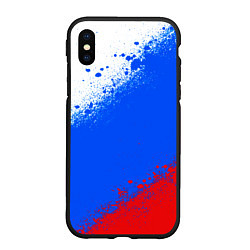 Чехол iPhone XS Max матовый Флаг России - триколор