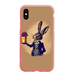 Чехол iPhone XS Max матовый Кролик в костюме с подарком, цвет: 3D-баблгам
