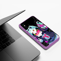 Чехол iPhone XS Max матовый Ребекка: Cyberpunk, цвет: 3D-фиолетовый — фото 2