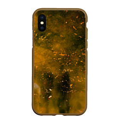 Чехол iPhone XS Max матовый Чёрный туман и золотые краски