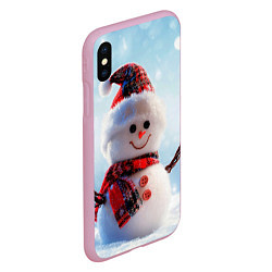 Чехол iPhone XS Max матовый Снеговичёк, цвет: 3D-розовый — фото 2