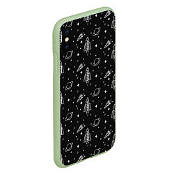 Чехол iPhone XS Max матовый Космос паттерн, цвет: 3D-салатовый — фото 2
