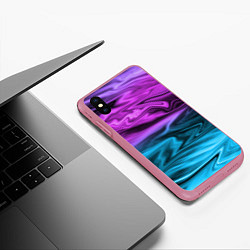 Чехол iPhone XS Max матовый Синий с фиолетовым размытый абстрактный узор, цвет: 3D-малиновый — фото 2