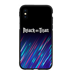 Чехол iPhone XS Max матовый Attack on Titan stream, цвет: 3D-черный