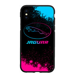 Чехол iPhone XS Max матовый Jaguar - neon gradient, цвет: 3D-черный