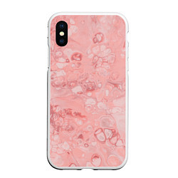 Чехол iPhone XS Max матовый Розовые волны, цвет: 3D-белый