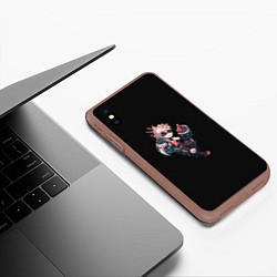 Чехол iPhone XS Max матовый Бакуго Кацуки - черный фон, цвет: 3D-коричневый — фото 2