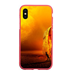 Чехол iPhone XS Max матовый Оранжевый космос и луна