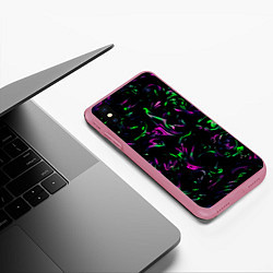 Чехол iPhone XS Max матовый Токсичные кляксы, цвет: 3D-малиновый — фото 2