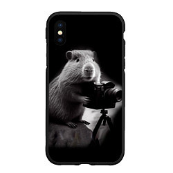 Чехол iPhone XS Max матовый Капибара фотограф