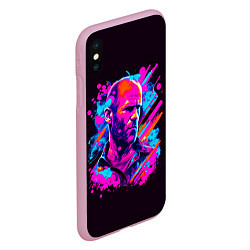 Чехол iPhone XS Max матовый Jason Statham - pop art, цвет: 3D-розовый — фото 2