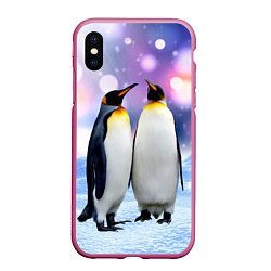 Чехол iPhone XS Max матовый Пингвины на снегу
