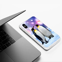 Чехол iPhone XS Max матовый Пингвины на снегу, цвет: 3D-белый — фото 2