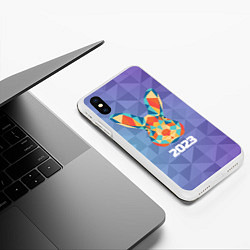 Чехол iPhone XS Max матовый Кролик из мозаики 2023, цвет: 3D-белый — фото 2