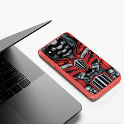 Чехол iPhone XS Max матовый Костюм робота с решеткой, цвет: 3D-красный — фото 2