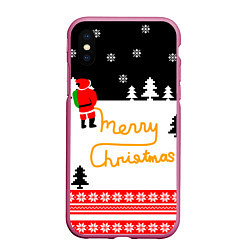 Чехол iPhone XS Max матовый Merry christmas - Санта Клаус