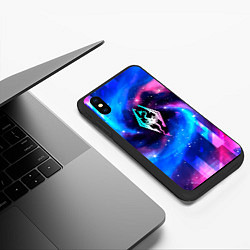 Чехол iPhone XS Max матовый Skyrim неоновый космос, цвет: 3D-черный — фото 2