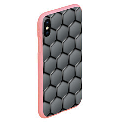 Чехол iPhone XS Max матовый Стальные шестигранники на сером фоне, цвет: 3D-баблгам — фото 2