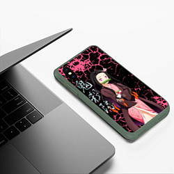Чехол iPhone XS Max матовый Незуко Камадо - сестра Танджиро, цвет: 3D-темно-зеленый — фото 2